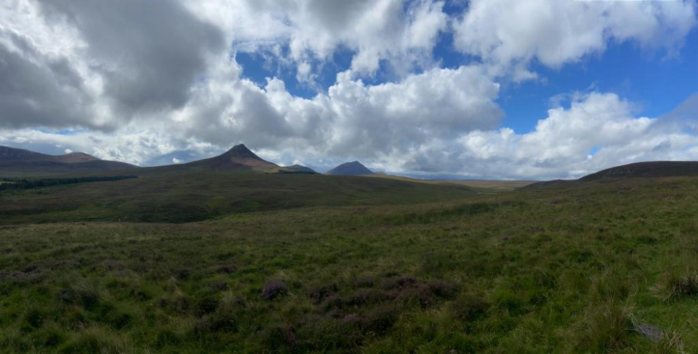 Far North - Braemore. A panoramic view of Morven, Maiden Pap and other hillls. 
